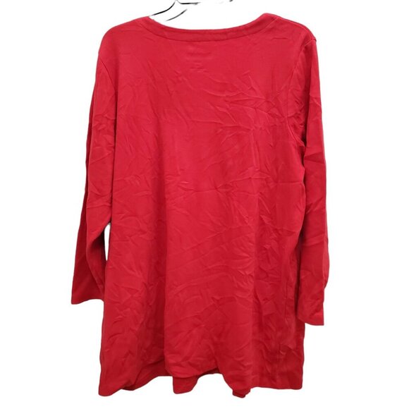 Roaman's Woman's Red Soft Jersey Knit Pleated LS Pocket Tunic Plus Size 1X 22/24 - Picture 6 of 6